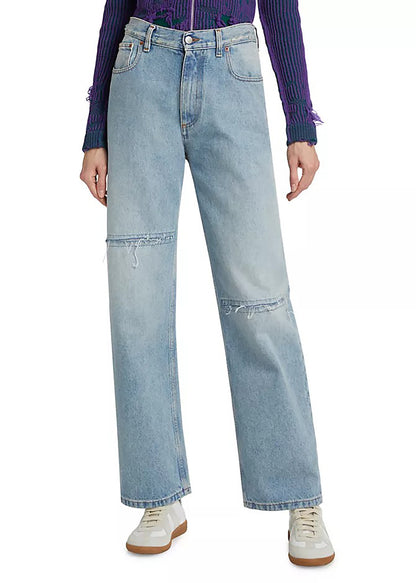 Slit Straight-Leg Jeans