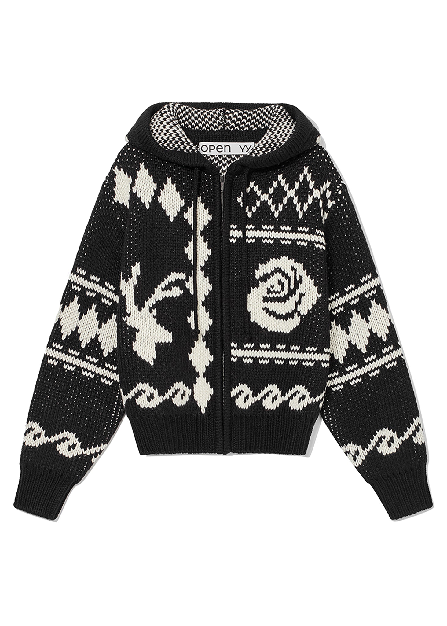 OPEN YY Rose & Deer Jacquard Knit Jacket – Y2HOUSE