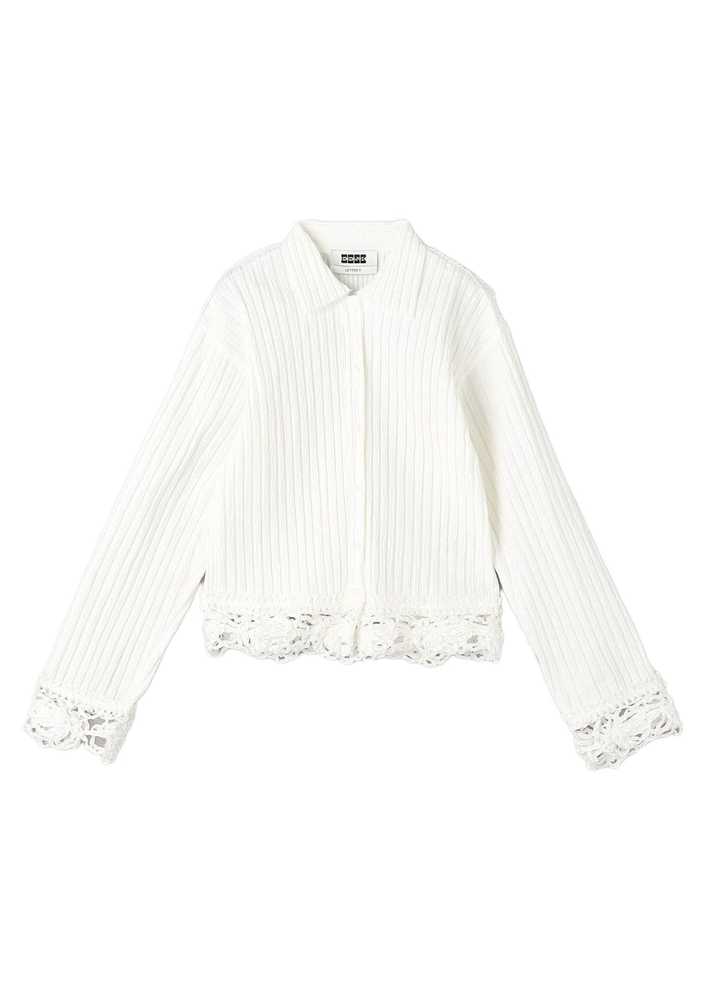 YESSITA Lace-trim Pleats Shirt