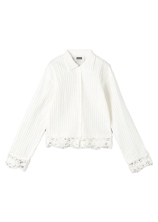 YESSITA Lace-trim Pleats Shirt