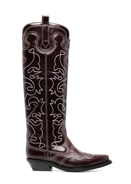 Western Knee High Embroidered Boot