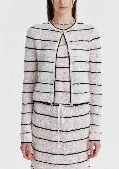 YOZO Jacquard Stripe Knit Cardigan