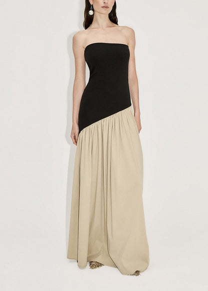 Asymmetric Two Tone Gather Dress