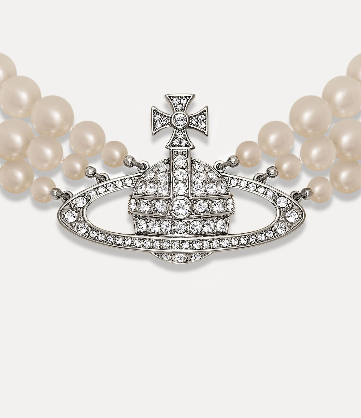 Three Row Pearl Bas Relief Choker