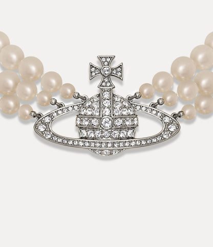 Three Row Pearl Bas Relief Choker