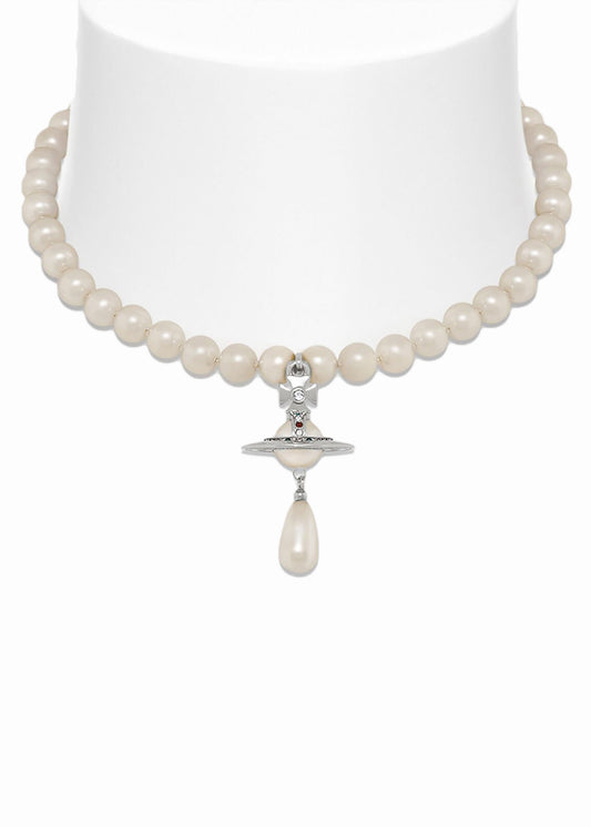 One Row Pearl Drop Choker