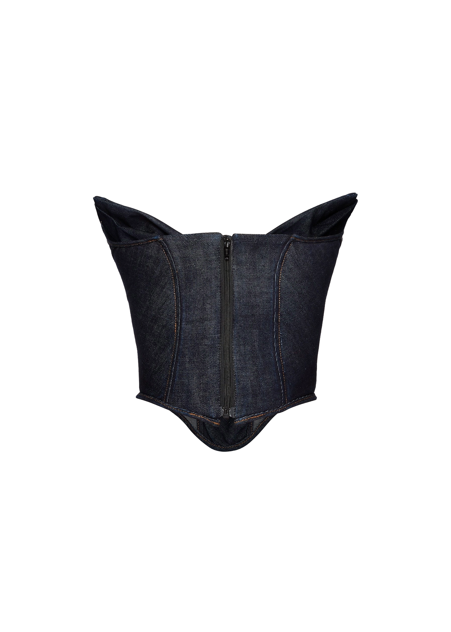 Draped Strapless Denim Corset