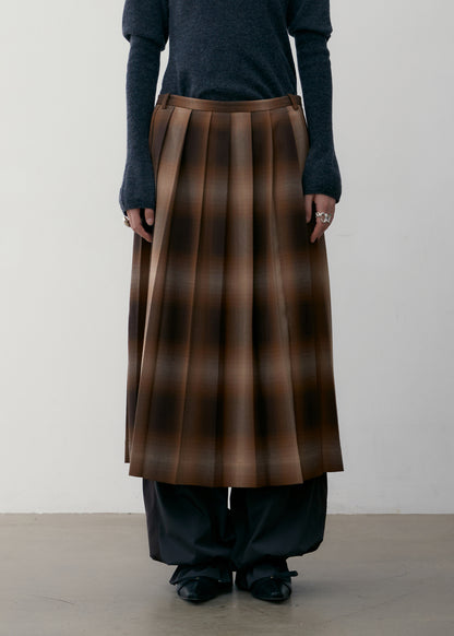 Check Pleated Skirt