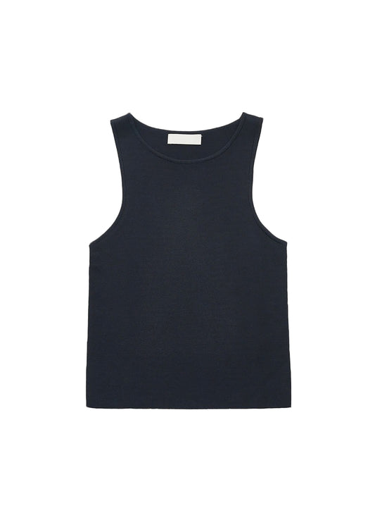 Fine-ribbed Crew-neck Tank Top