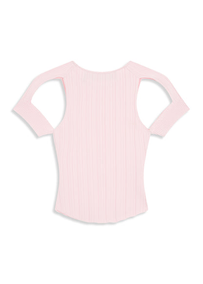 Pleated Cut-out Knit Top