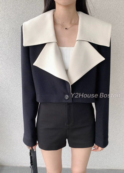 YEMO Big Collar Cropped Jacket