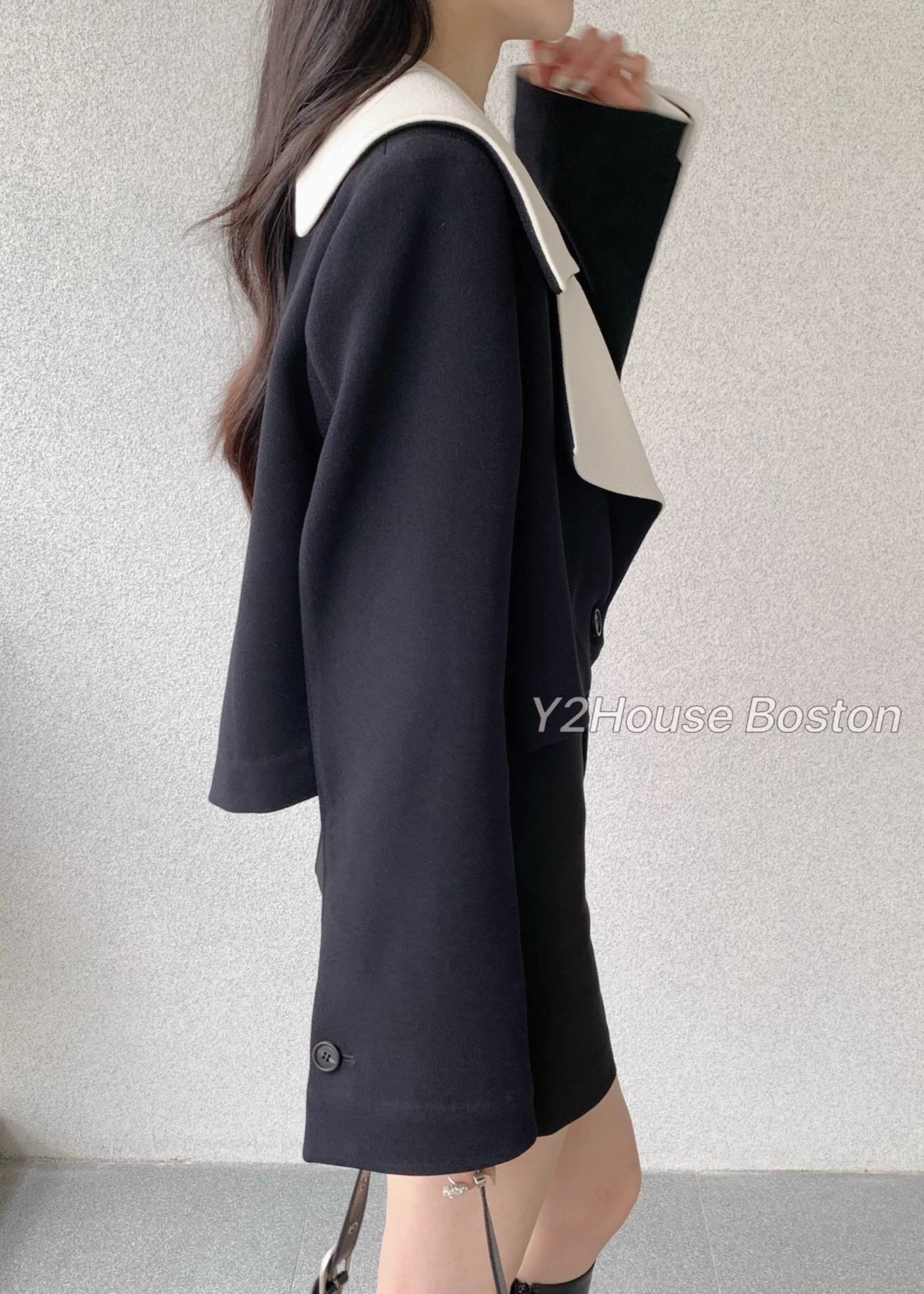 YEMO Big Collar Cropped Jacket