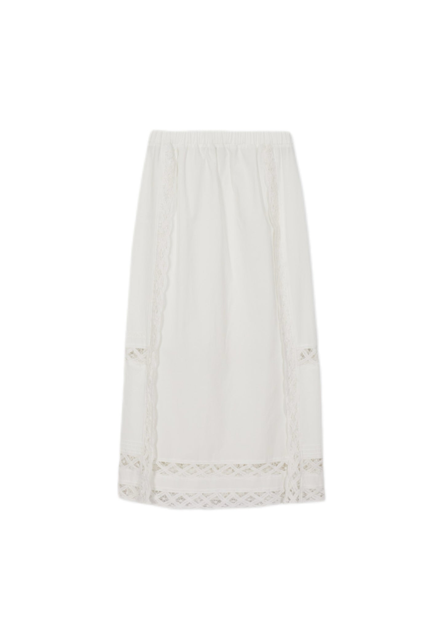 YOANNA Button-front Lace-trim Skirt