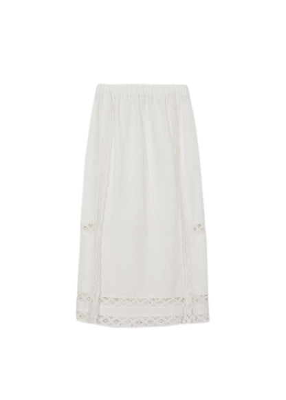 YOANNA Button-front Lace-trim Skirt