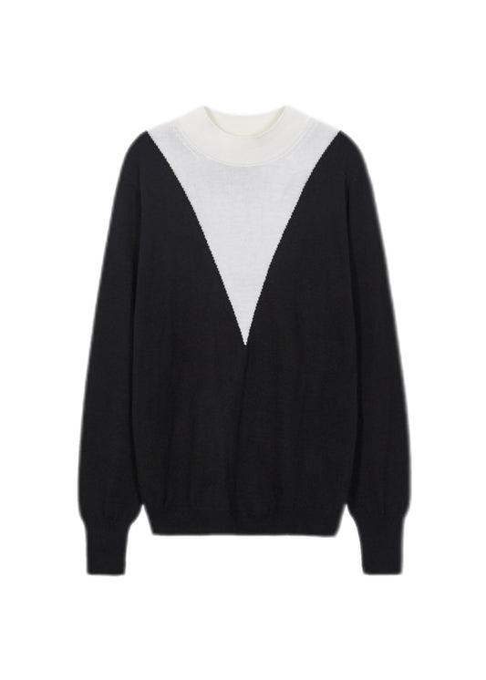 ZOE V-Point Mockneck Knit Pullover