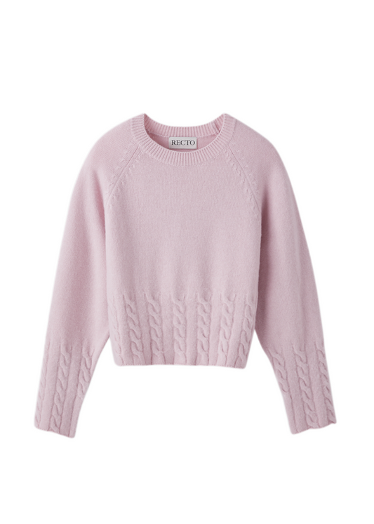 Brushed Cable Accent Knit Top