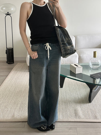 Wide-leg Jeans With Drawstring