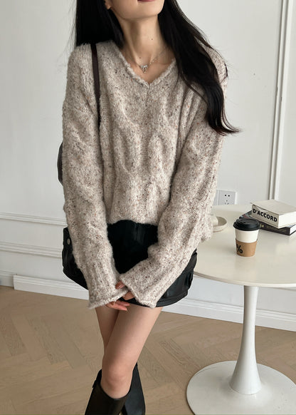 Cable V-Neck Pullover