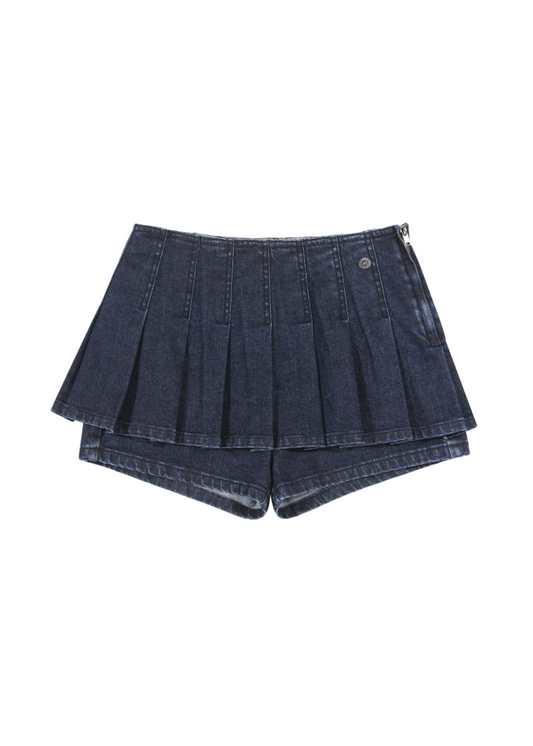 Denim Pleats Skort