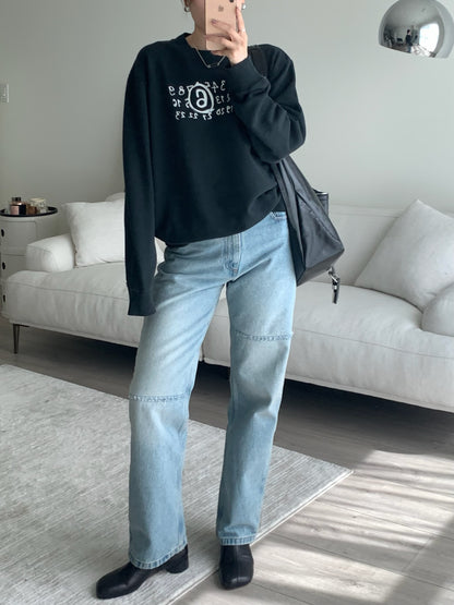 Slit Straight-Leg Jeans