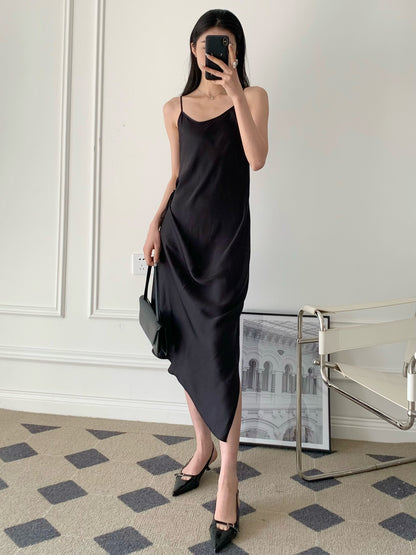 Drawstring 2-Way Slip Midi Dress