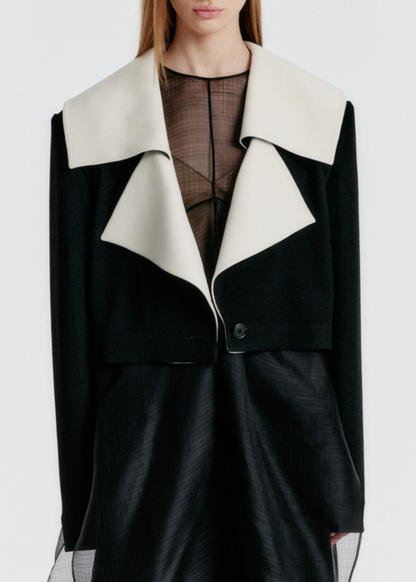 YEMO Big Collar Cropped Jacket