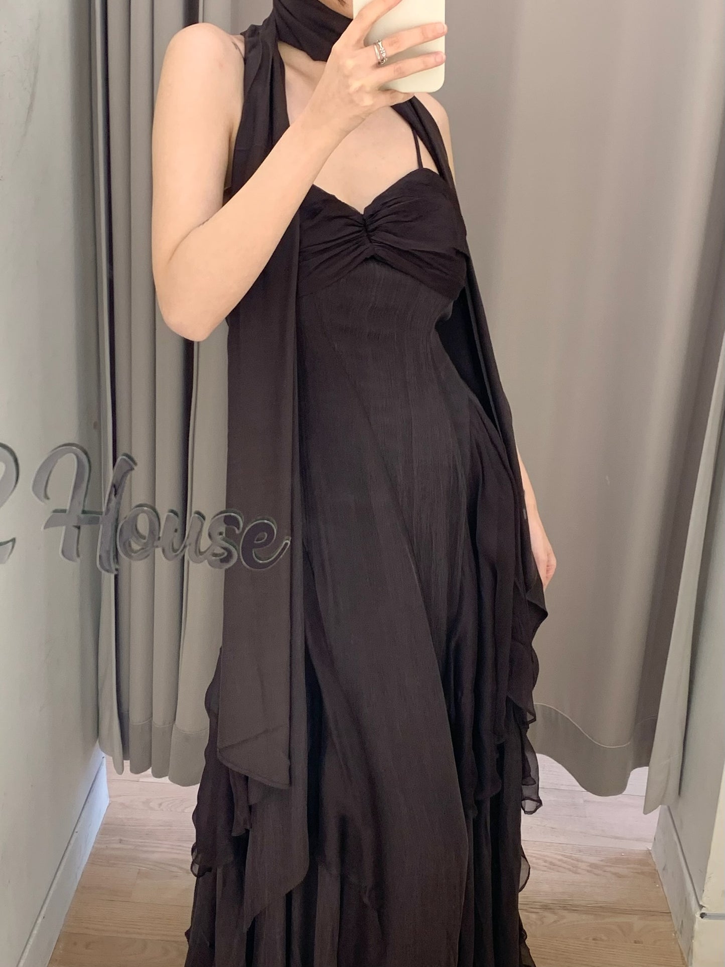 Pleated Gauze Dress