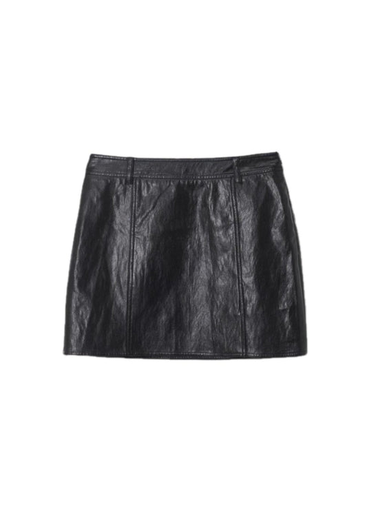 Vegan Leather Split Mini Skirt