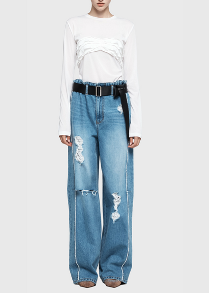 Low-waist Wide Denim Pants