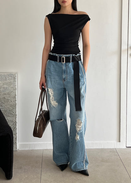 Low-waist Wide Denim Pants