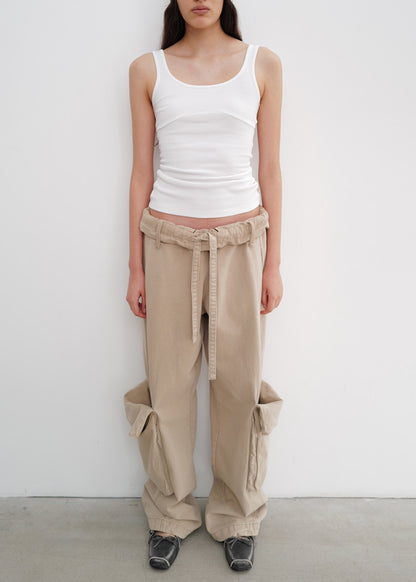 Washed Rolled Cargo Pants