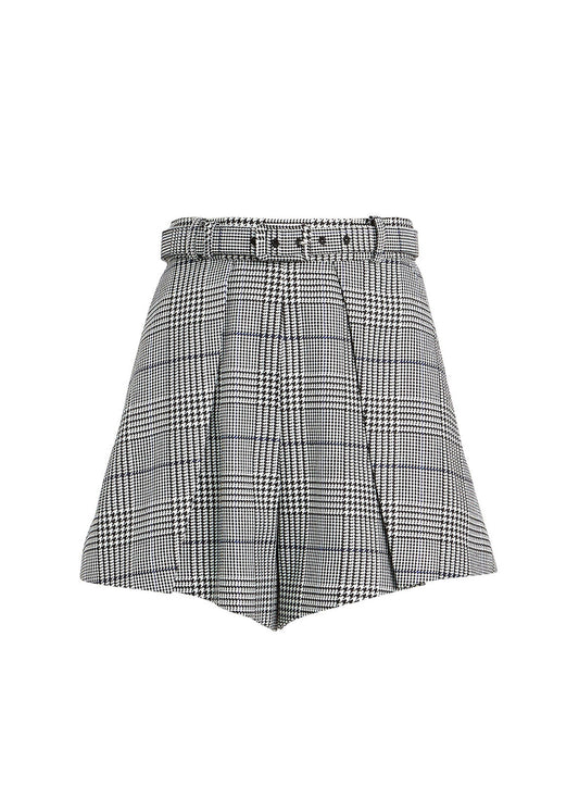 Plaid Pleated High-waist Shorts