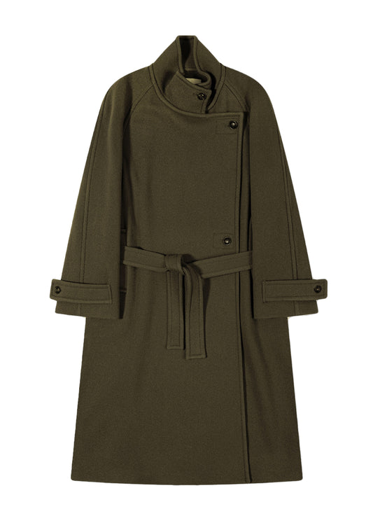 Soft Wool Twill Wrap Coat