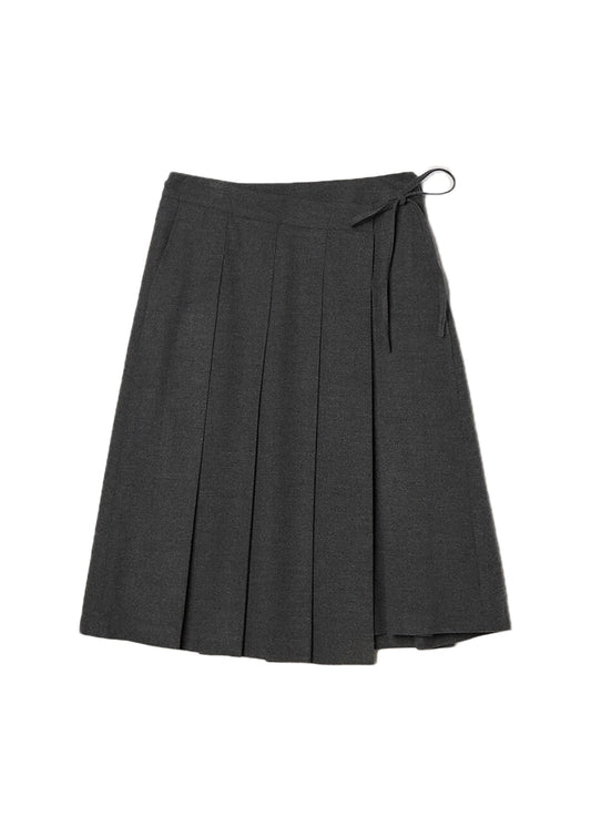 Ribboned Wide Pleats Skirt