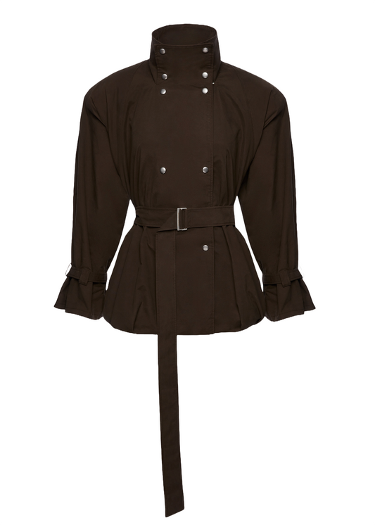 Cotton High Collar Trench Jacket