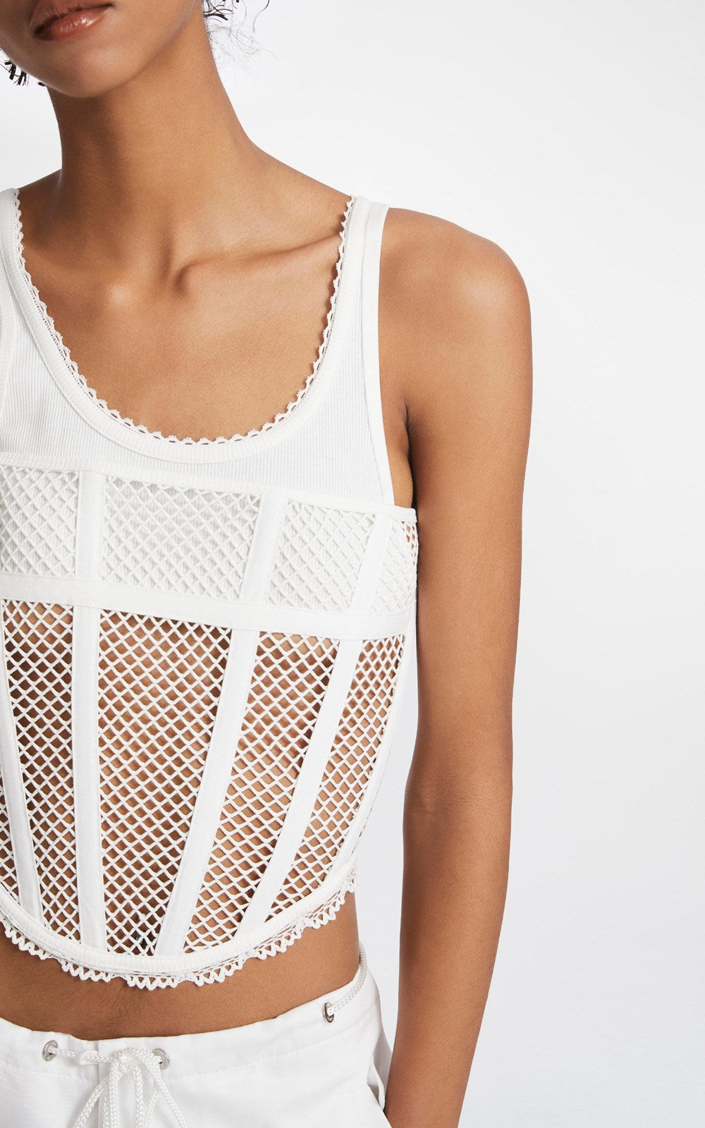 Dion Lee V-wire long-sleeve corset shirt - White